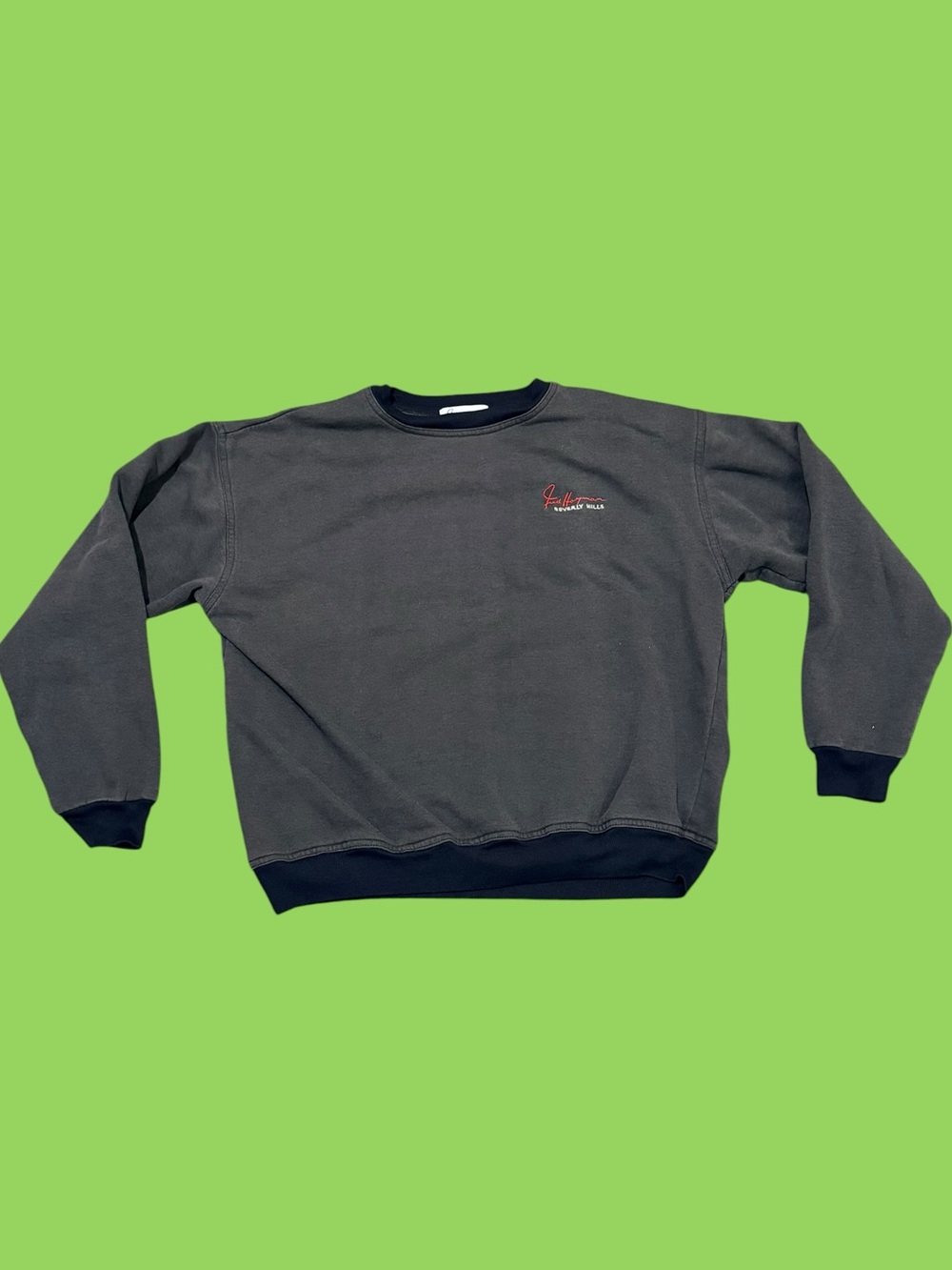 Vintage 90s Fred Hayman Beverly Hills Grey Sweatshirt Logo RARE Retro LA